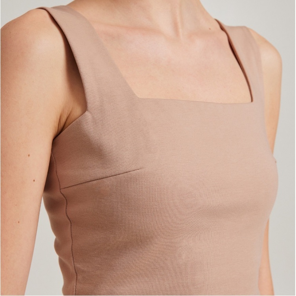 NEW Bill Blass Tearose Sculpted Tank Elegant Sleeveless Top Square Neck Sz 6